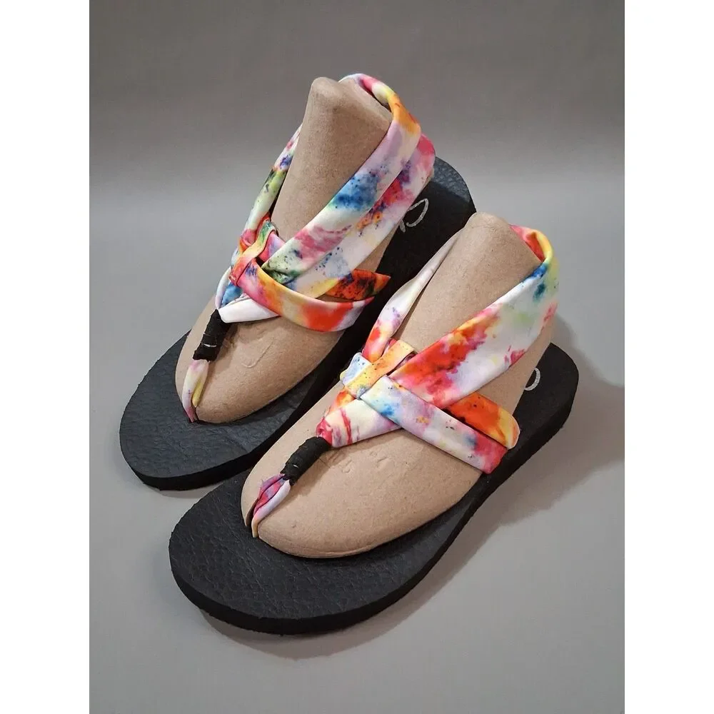 Skechers Womens Yoga Foam Tie Dye Slingback Sandals Size 7 EU 37